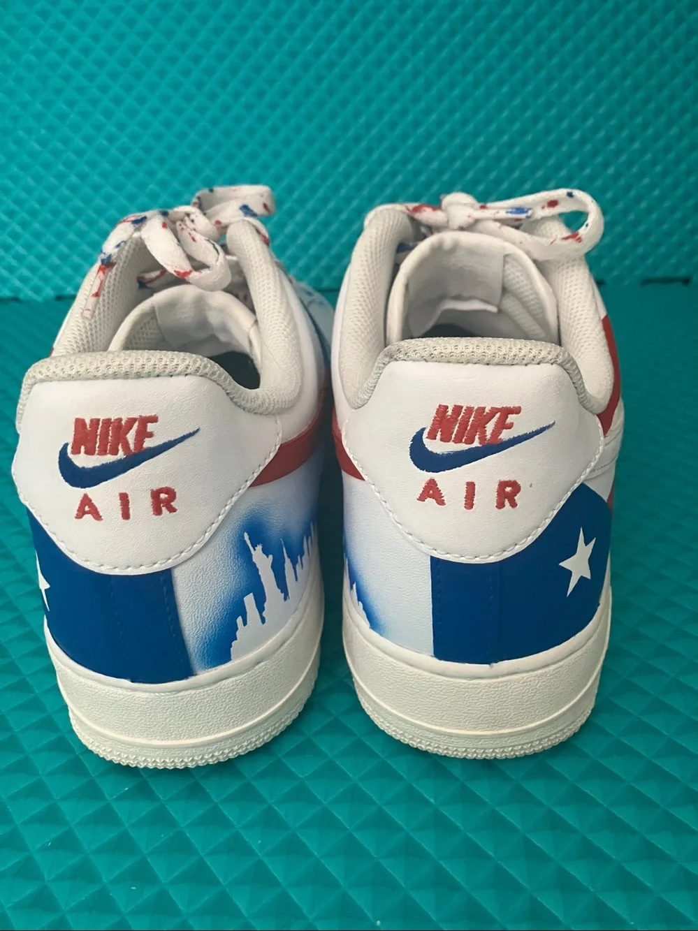 Nike Air Force 1 Customized Puerto Rican flag designs White Sneakers | 11.5